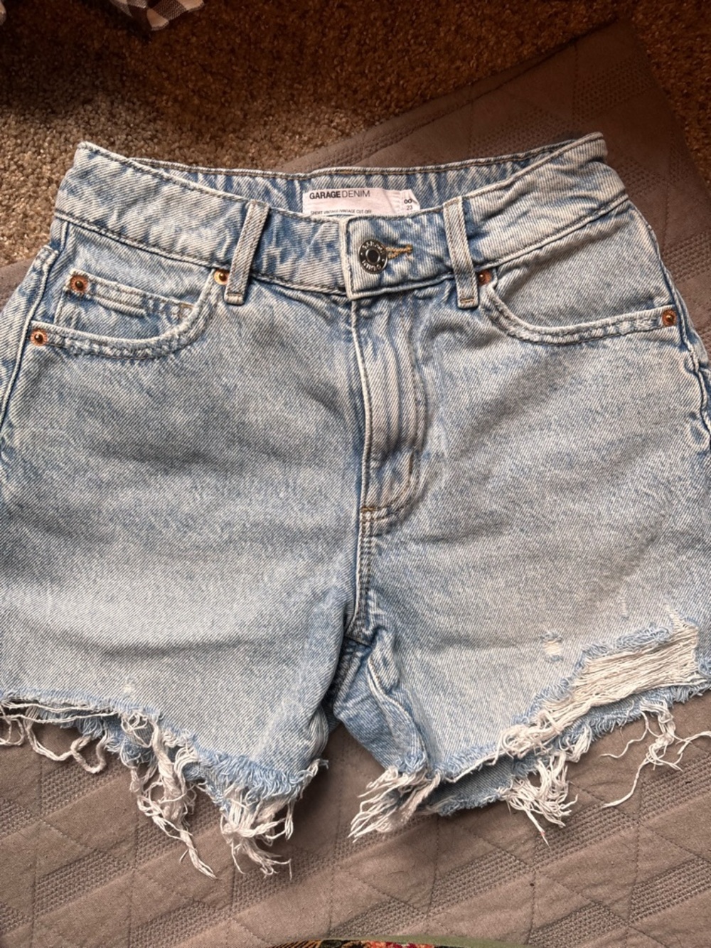 Garage Light Blue Distressed Denim Shorts
